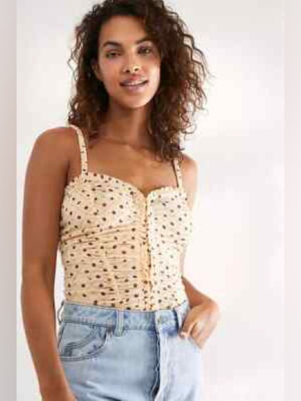 Free People Cream Floral Mischa Bodysuit